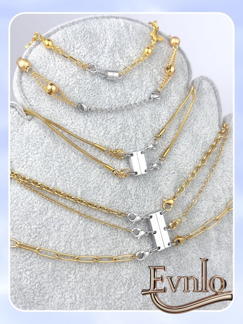 Evnlo Multi Necklace Layering Clasp and Chain Extender and Magnetic Jewelry Clasp Set, Gold and Silver Multiple Styles Necklace Extenders for Women - Image 5